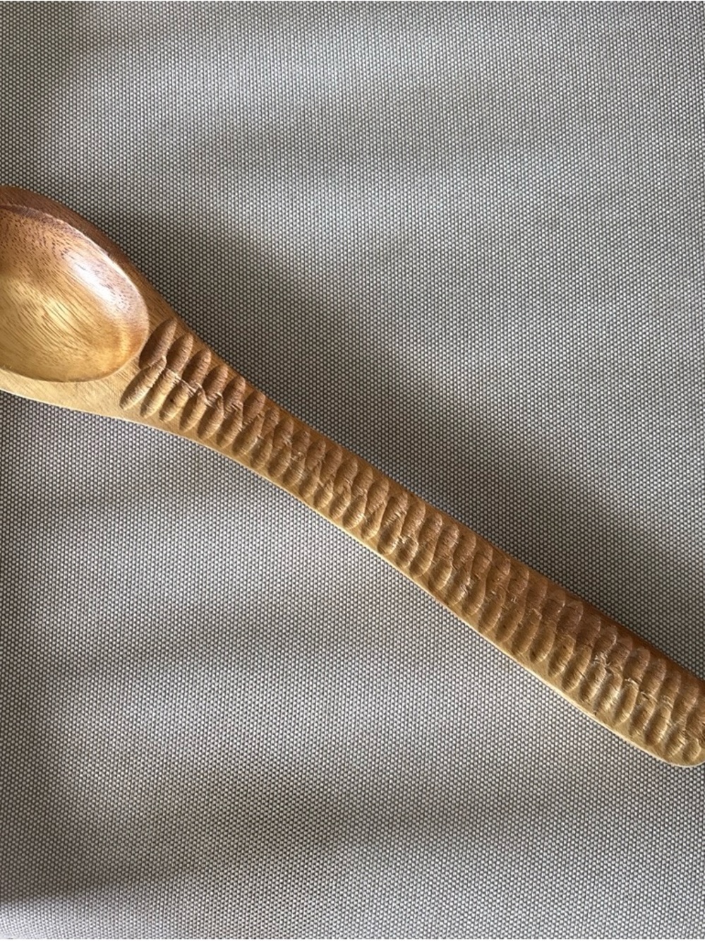 Hand-Carved Wooden Serving Spoon in Natural Brown Finish